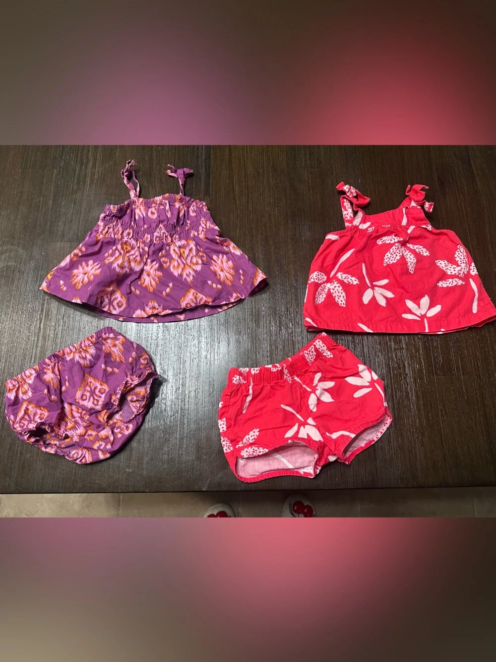Carter's Pink & Purple Floral Two-Tone Tank & Shorts Set